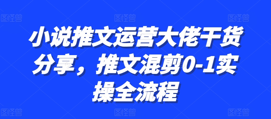 小说推文运营大佬干货分享，推文混剪0-1实操全流程-智创网