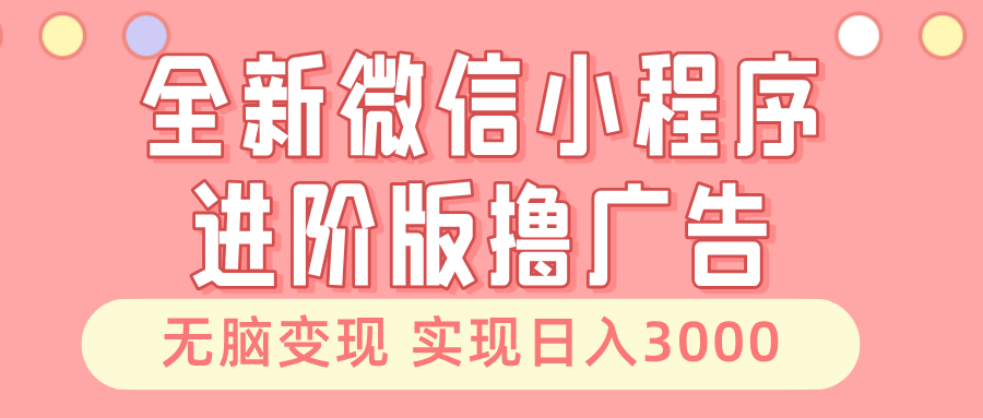 （13197期）全新微信小程序进阶版撸广告 无脑变现睡后也有收入 日入3000＋-智创网