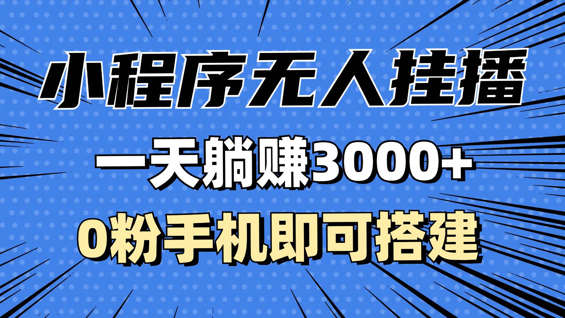 （13209期）抖音小程序无人挂播，一天躺赚3000+，0粉手机可搭建，不违规不限流，小…-智创网