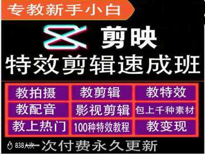 剪映特效教程和运营变现教程，特效剪辑速成班，专教新手小白-智创网