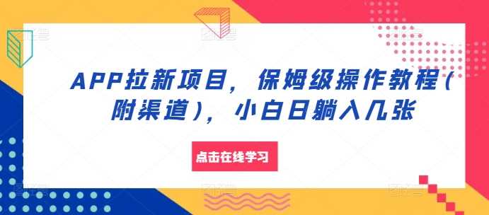 APP拉新项目，保姆级操作教程(附渠道)，小白日躺入几张【揭秘】-智创网