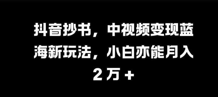 抖音抄书，中视频变现蓝海新玩法，小白亦能月入 过W【揭秘】-智创网
