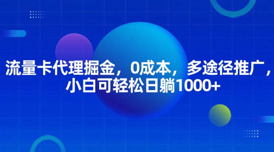 流量卡代理掘金，0成本，多途径推广，小白可轻松日躺1000+-智创网