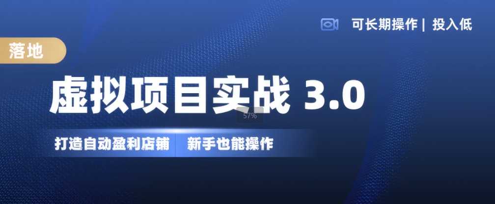 虚拟项目实战3.0，打造自动盈利店铺，可长期操作投入低，新手也能操作-智创网