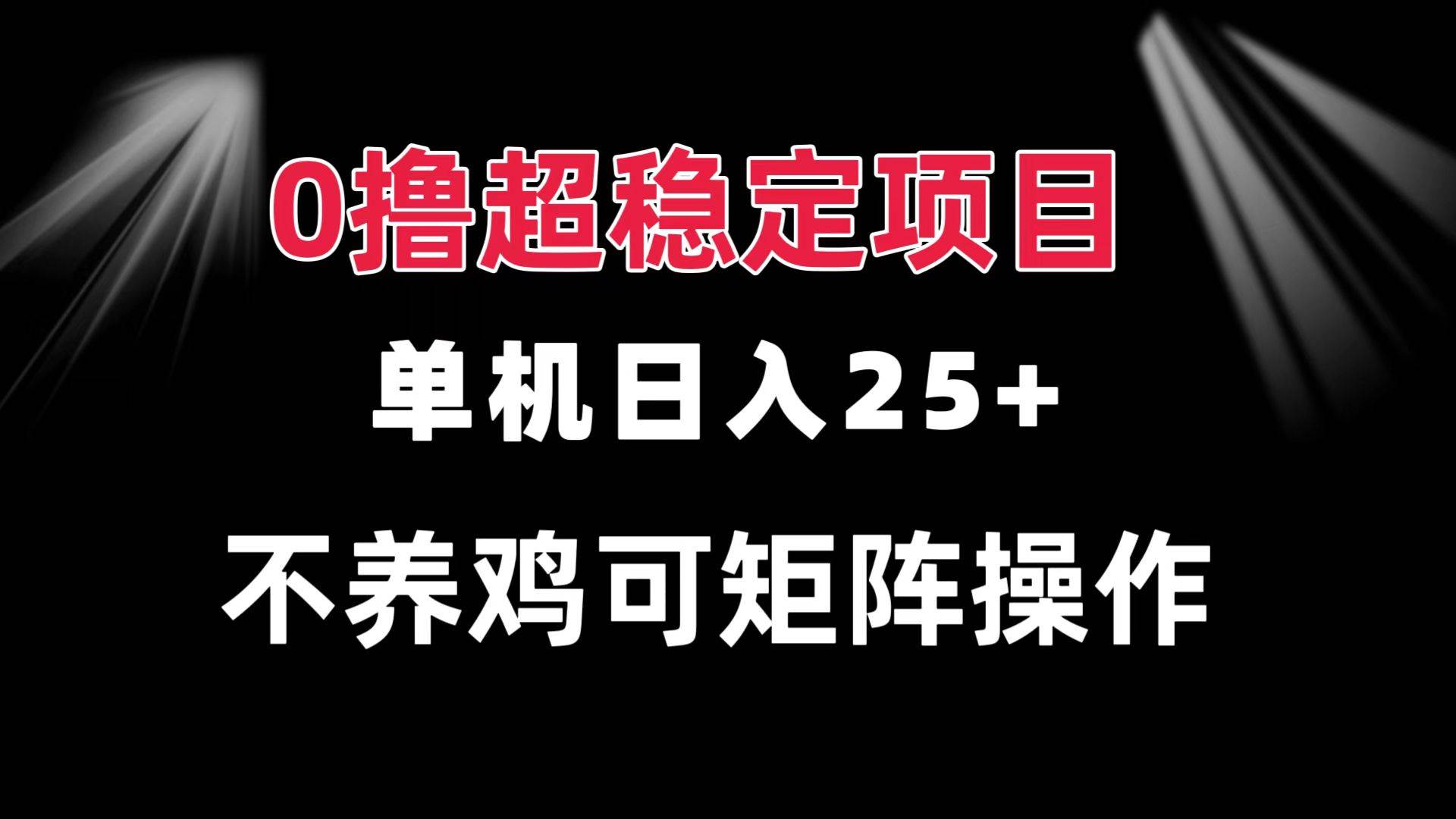 （13355期）0撸项目 单机日入25+ 可批量操作 无需养鸡 长期稳定 做了就有-智创网