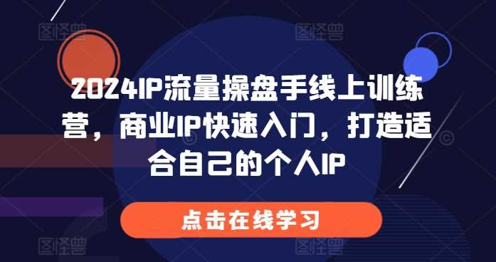 2024IP流量操盘手线上训练营，商业IP快速入门，打造适合自己的个人IP-智创网