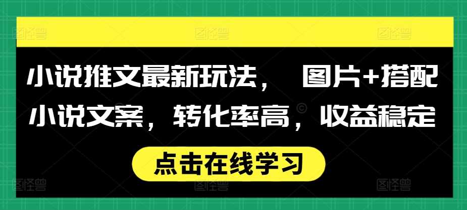小说推文最新玩法， 图片+搭配小说文案，转化率高，收益稳定-智创网