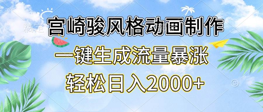 （13386期）宫崎骏风格动画制作，一键生成流量暴涨，轻松日入2000+-智创网