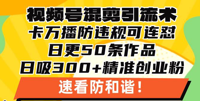 （13400期）视频号混剪引流技术，500万播放引流17000创业粉，操作简单当天学会-智创网