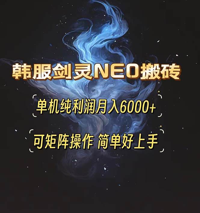 （13435期）韩服剑灵NEO搬砖攻略，单机纯利润月入6000+ 可矩阵操作，简单好上手。-智创网