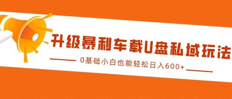 升级暴利车载U盘私域玩法，0基础小白也能轻松日入多张【揭秘】-智创网