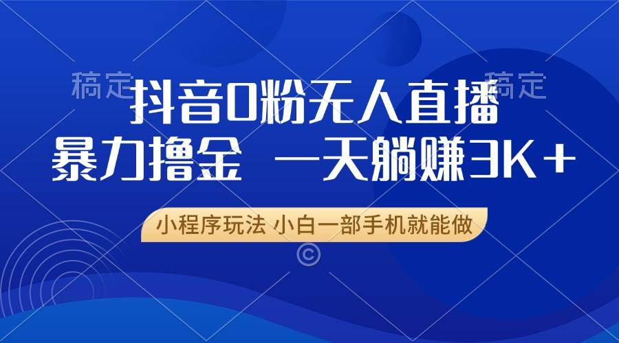 （13449期）抖音0粉无人直播暴力掘金，一天躺赚3K+，小白一部手机就能做-智创网