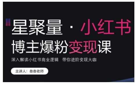 小红书博主爆粉变现课，深入解读小红书商业逻辑，带你进阶变现大咖-智创网