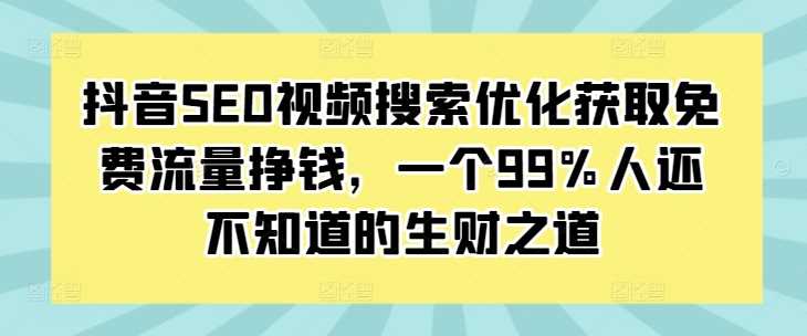 抖音SEO视频搜索优化获取免费流量挣钱，一个99%人还不知道的生财之道-智创网