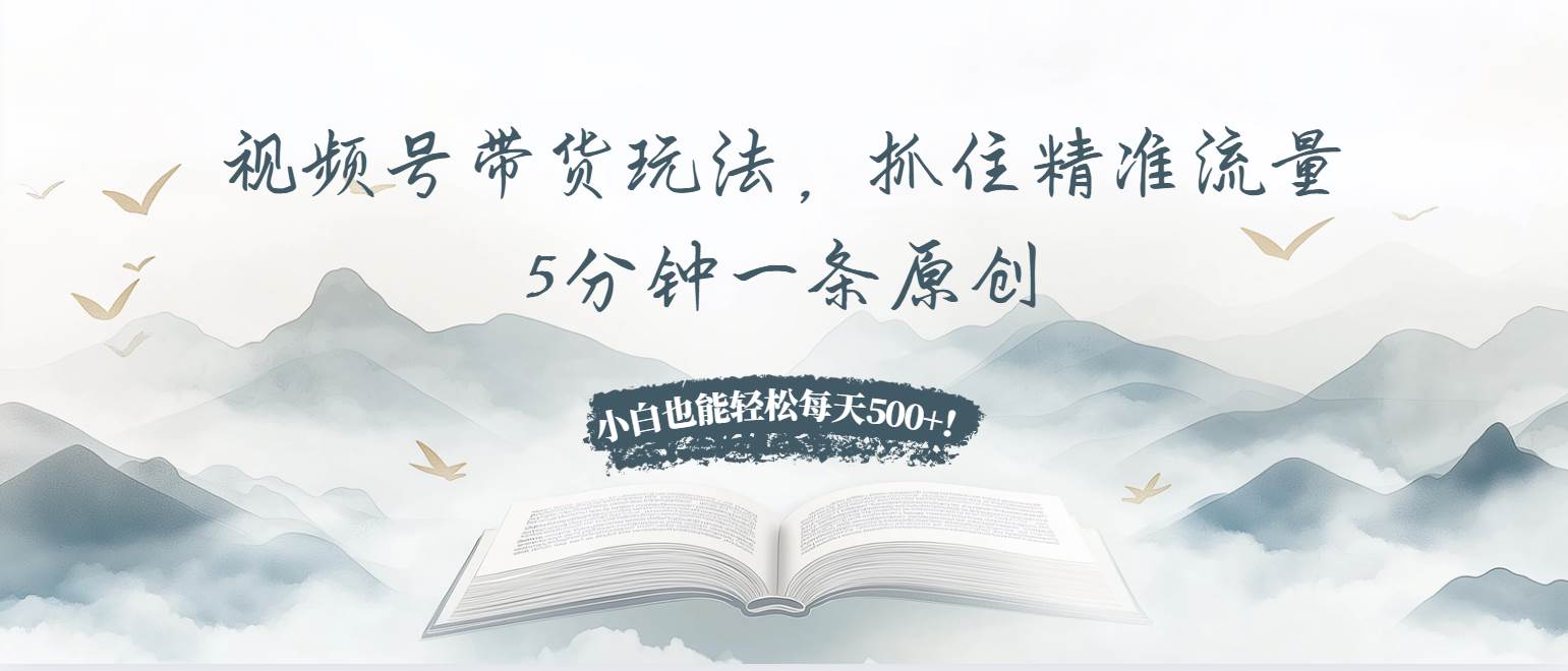 （13492期）视频号带货玩法，抓住精准流量，5分钟一条原创，小白也能轻松每天500+！-智创网