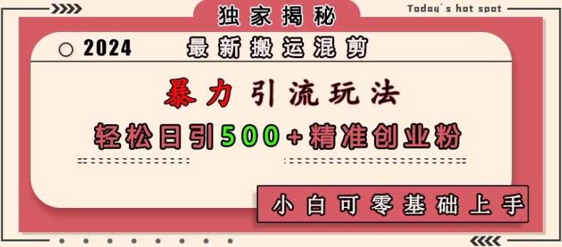 最新搬运混剪暴力引流玩法，轻松日引500+精准创业粉，小白可零基础上手-智创网