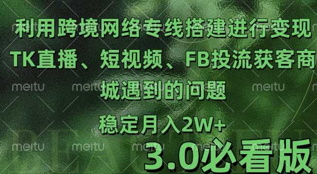 利用跨境电商网络及搭建TK直播、短视频、FB投流获客以及商城遇到的问题进行变现3.0必看版【揭秘】-智创网