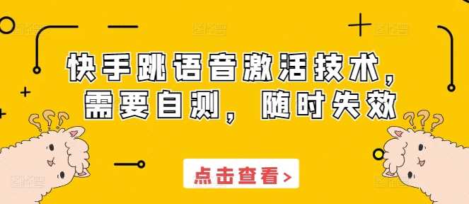 快手跳语音激活技术，需要自测，随时失效-智创网