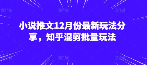 小说推文12月份最新玩法分享，知乎混剪批量玩法-智创网