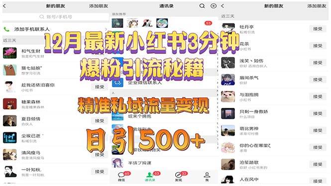（13653期）12月最新小红书3分钟爆粉引流秘籍 精准私域流量变现 日引500+-智创网