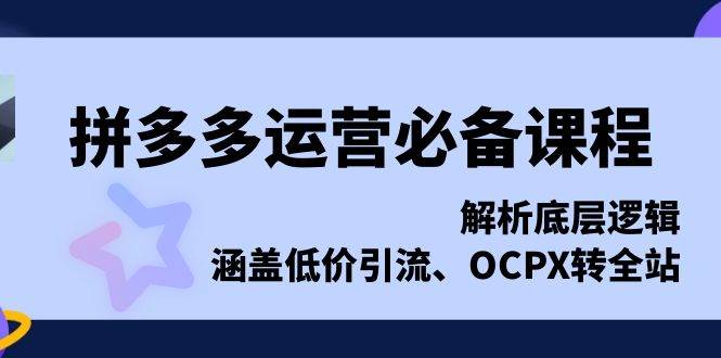 （13700期）拼多多运营必备课程，解析底层逻辑，涵盖低价引流、OCPX转全站-智创网