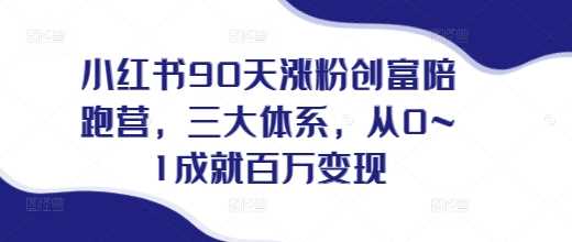 小红书90天涨粉创富陪跑营，​三大体系，从0~1成就百万变现，做小红书的最后一站-智创网