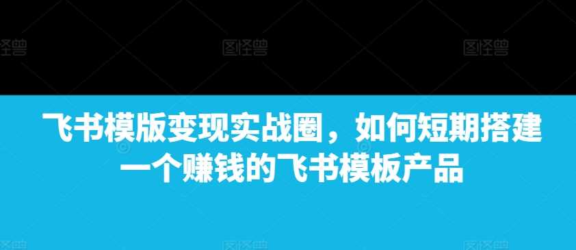 飞书模版变现实战圈，如何短期搭建一个赚钱的飞书模板产品-智创网