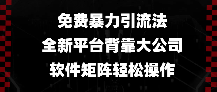 （13745期）免费暴力引流法，全新平台，背靠大公司，软件矩阵轻松操作-智创网