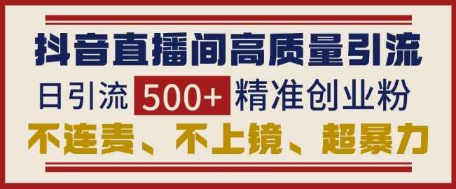 抖音直播间引流创业粉，无需连麦、不用上镜、超暴力，日引流500+高质量精准创业粉-智创网