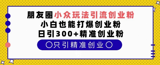 朋友圈小众玩法引流创业粉，小白也能打爆创业粉，日引300+精准创业粉【揭秘】-智创网