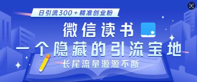 微信读书，一个隐藏的引流宝地，不为人知的小众打法，日引流300+精准创业粉，长尾流量源源不断-智创网