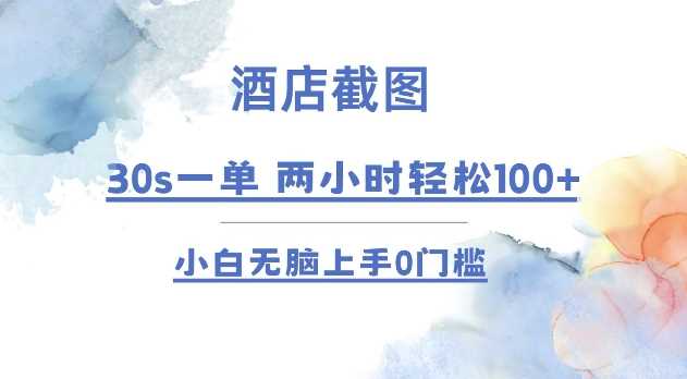 酒店截图 30s一单  2小时轻松100+ 小白无脑上手0门槛【仅揭秘】-智创网