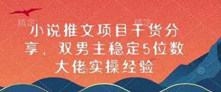 小说推文项目干货分享，双男主稳定5位数大佬实操经验-智创网