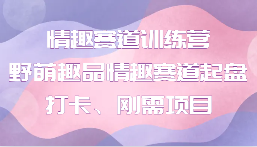 情趣赛道训练营 野萌趣品情趣赛道起盘打卡、刚需项目-智创网