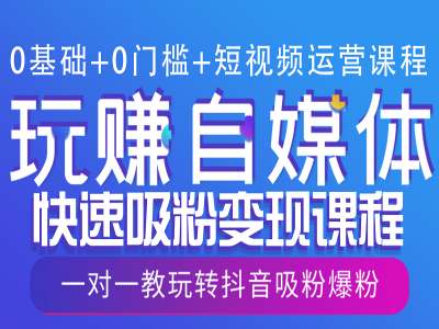 0基础+0门槛+短视频运营课程，玩赚自媒体快速吸粉变现课程，一对一教玩转抖音吸粉爆粉-智创网