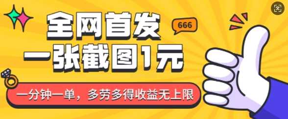全网首发，一张截图1块钱，一分钟一单，多劳多得，收益无上限-智创网