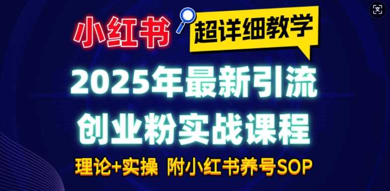 2025年最新小红书引流创业粉实战课程【超详细教学】小白轻松上手，月入1W+，附小红书养号SOP-智创网