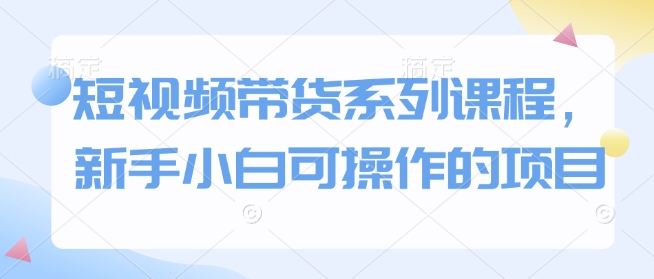 短视频带货系列课程，新手小白可操作的项目-智创网