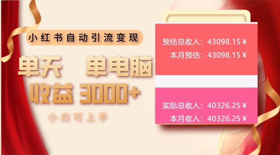（13999期）小红书自动引流变现 单天单电脑收益3000+  小白可上手-智创网
