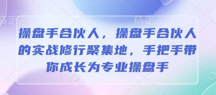 操盘手合伙人，操盘手合伙人的实战修行聚集地，手把手带你成长为专业操盘手-智创网
