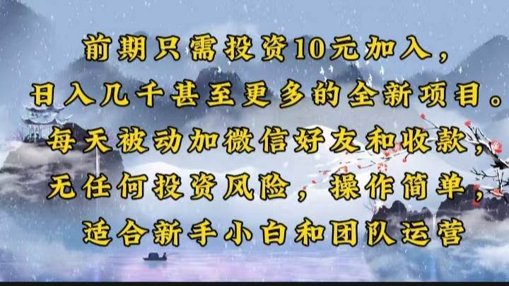 （14047期）前期只需投资10元加入，日入几千甚至更多的全新项目。每天被动加微信好…-智创网
