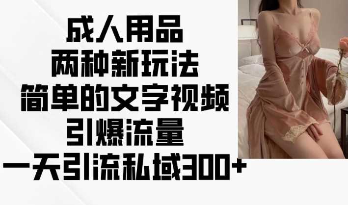 成人用品两种新玩法，简单的文字视频引爆流量，一天引流私域300+-智创网