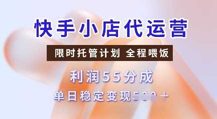 快手小店代运营，限时托管计划，收益55分，单日稳定变现多张【揭秘】-智创网