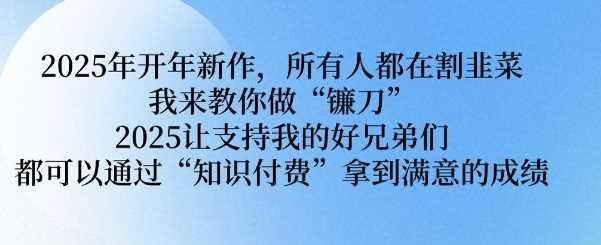 2025年开年新作，所有人都在割韭菜，我来教你做“镰刀” 2025让支持我的好兄弟们都可以通过“知识付费”拿到满意的成绩【揭秘】-智创网