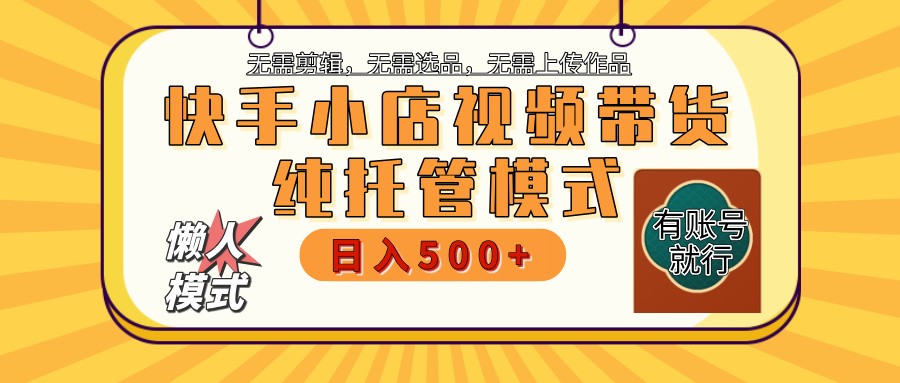 快手小店代运营躺赚项目 二八分成 长期稳定 保底月入3k+-智创网