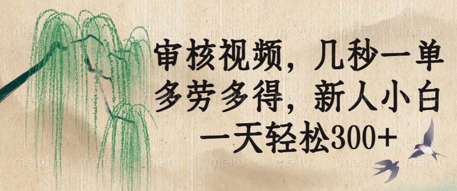 （14202期）审核视频，几秒一单，多劳多得，新人小白一天轻松300+-智创网