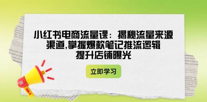 小红书电商流量课：揭秘流量来源渠道,掌握爆款笔记推流逻辑,提升店铺曝光-智创网