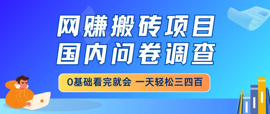 （14578期）网赚搬砖项目，国内问卷调查，0基础看完就会 一天轻松三四百，靠谱副业…-智创网