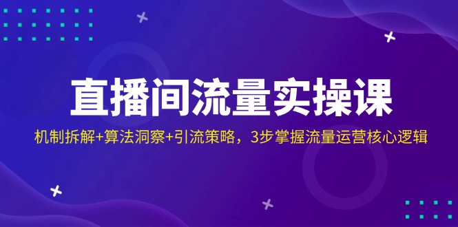 （14122期）直播间流量实操课：机制拆解+算法洞察+引流策略，3步掌握流量运营核心逻辑-智创网