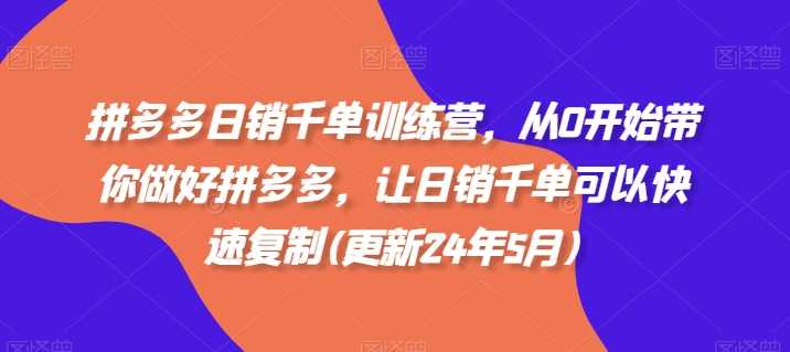 拼多多日销千单训练营，从0开始带你做好拼多多，让日销千单可以快速复制(更新25年3月)-智创网